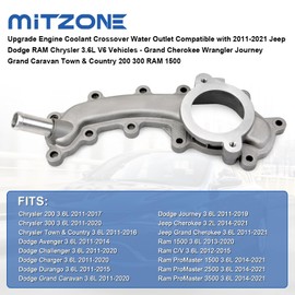 MITZONE Upgrade Engine Coolant Crossover Water Outlet Compatible with 2011-2021 Jeep Dodge RAM Chrysler 3.6L V6 Vehicles - Grand Cherokee Journey Grand Caravan Town & Country 200 300 RAM 1500