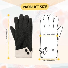 Andiker Thermohandschuhe für Frauen, Damen Touchscreen Handschuhe für kaltes Wetter, Handschuhe mit warmem Plüschfutter für Pendler Radfahren Winter Outdoor Aktivitäten (Schwarz)