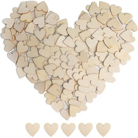 Ajinacious 100 Pcs Pine Wood Heart Wooden Hearts for Crafting, DIY Unfinished Wooden Ornaments Embellishments for Wedding Guest Books, Table Decoration Embellishments (3cm)
