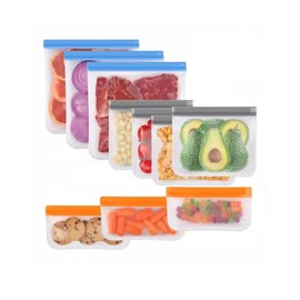 10 Pack Reusable Food Storage Bags - 3 Gallon 4 Sandwich 3 Snack Bags Leakproof Reusable Lunch Bag for Salad Fruit Travel