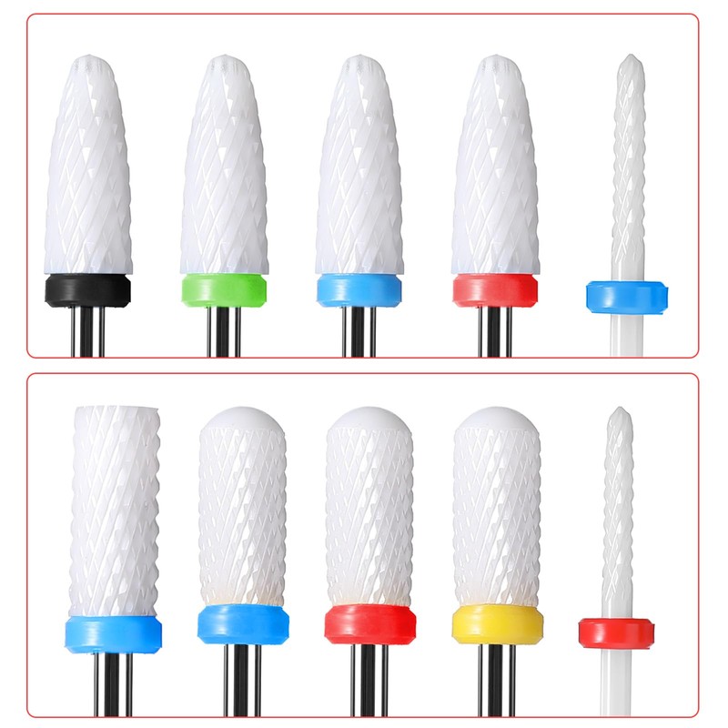 Wanmu 10Pcs Ceramic Nail Drill Bits, 3/32 Professional Acrylic Nail