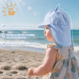 Durio Unisex Children's Peaked Cap with Neck Protection Baby Sun Hat UV SPF50+ with Ear Dream Design Toddler Summer Hat for Girls Boys, blue, 6-12 months