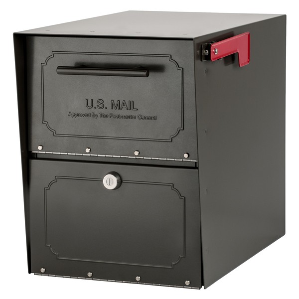 Architectural Mailboxes 6200Z-10 Oasis Classic Locking Post Mount Mailbox, Graphite Bronze