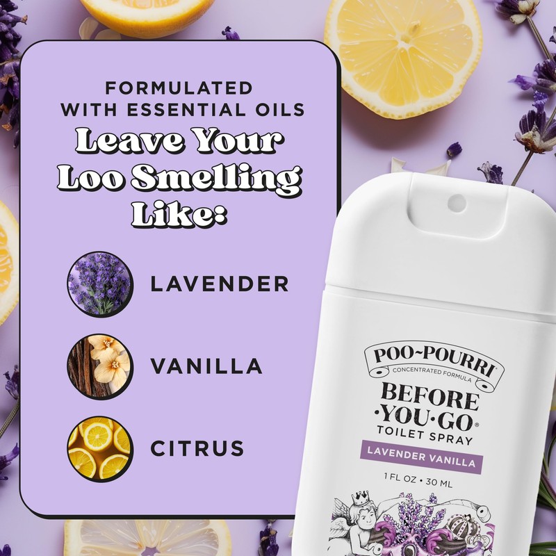 Poo-Pourri Before-You-Go Pocket Toilet Spray, Travel Essentials, Lavender Vanilla, 1