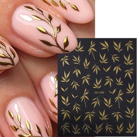 5 Sheets Fall Nail Stickers for Nail Art 3D Self-Adhesive Autumn Leaves Nail Art Stickers Orange Blue Green Silver Gold Leaf Nail Decals Fall Nail Design Sticker for Women Manicure