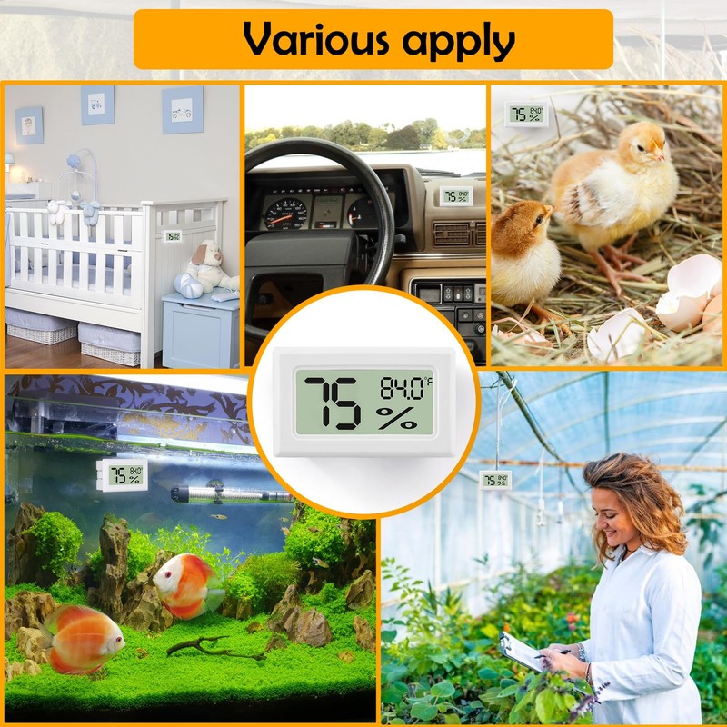 Bearded Dragon Accessories, 2 PCS Rectangle Reptile Thermometer and Humidity