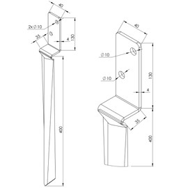 L-Shape Impact Ground Sleeve for Round Wood Posts Dimensions 50 x 600 mm L Post Holder for Driving into the Ground Universal L-Support Shoe Made of Hot-Dip Galvanised Steel