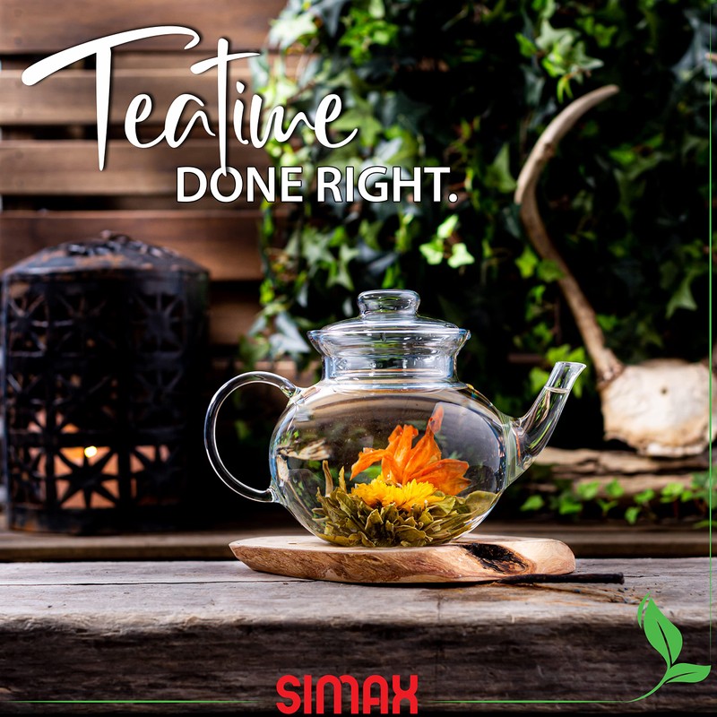 Simax Glassware 33 Ounce Glass Teapot | With Spout, Microwave