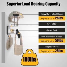 yolowbaas Tactical Gear Stand, Supports 100 LBS Wall Mounted Police Gear Rack, Heavy-Duty Body Armor Stand, Solid Wood Airsoft Plate Carrier Hanger, Motorcycle Helmet Holder Wall Mount