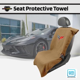 Seat Armour Seat Protector Towel for Corvette C8 - Soft Machine Washable Car Seat Cover Towel - Easy to Install, Multipurpose Car Seat Towel - Tan