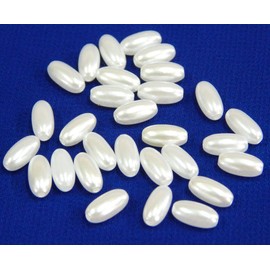 Cultured Pearls Imitation Pearls, Mother of Pearl Wax Beads, Pack of 400, 6 x 3 mm Oval Faux Pearls, for Wedding Party Decoration, Jewellery, Crafts (White)