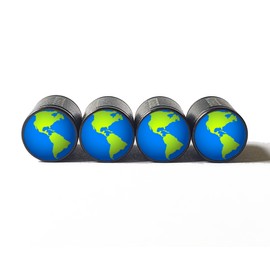 BGM Earth World Planet Emoji Tire Valve Stem Caps - Aluminum - Set of Four