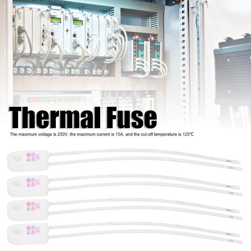 250V 15A Ceramic Thermal Fuse, Shutdown at 125°C, 4 Piece