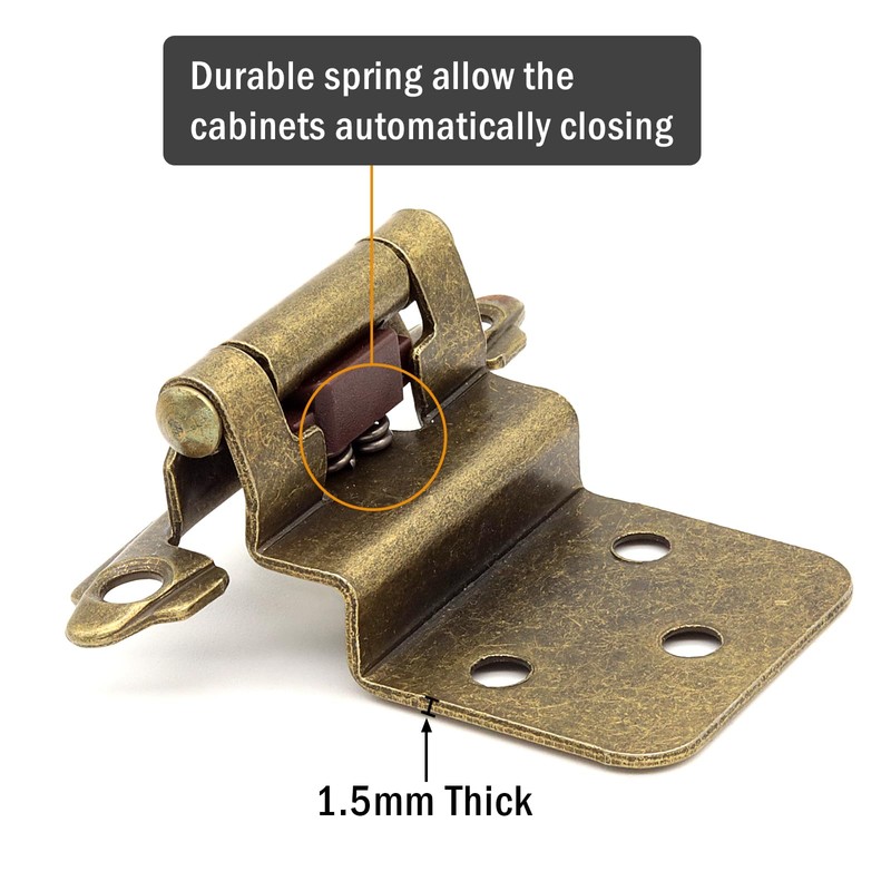 Antique Brass Inset Hinges for Kitchen Cabinet Door, 6 Pack