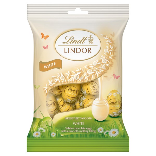 Lindt Lindor White Chocolate Mini Eggs With a Smooth Melting Filling, 80g - Easter Treating or Sharing