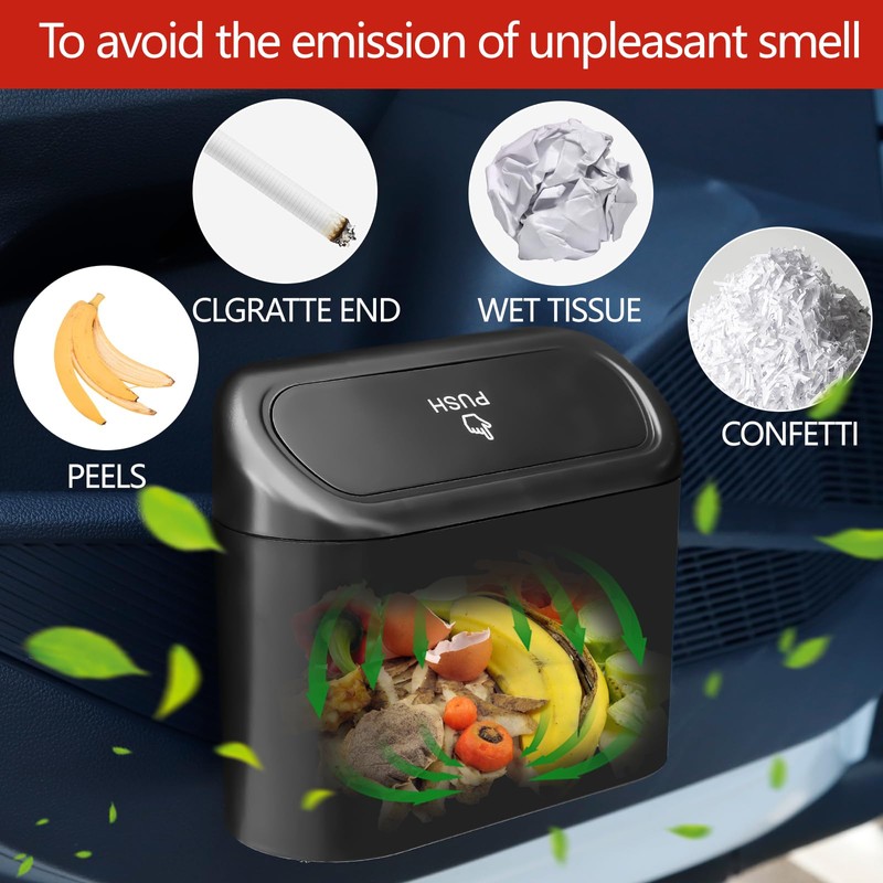 NBTEPEM Car Trash Can with Lid - 2 Pack, Mini