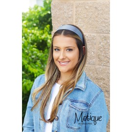 Motique Accessories Gray 2 Inch Wide Satin Hard Headband with No Teeth Head band for Women and Girls