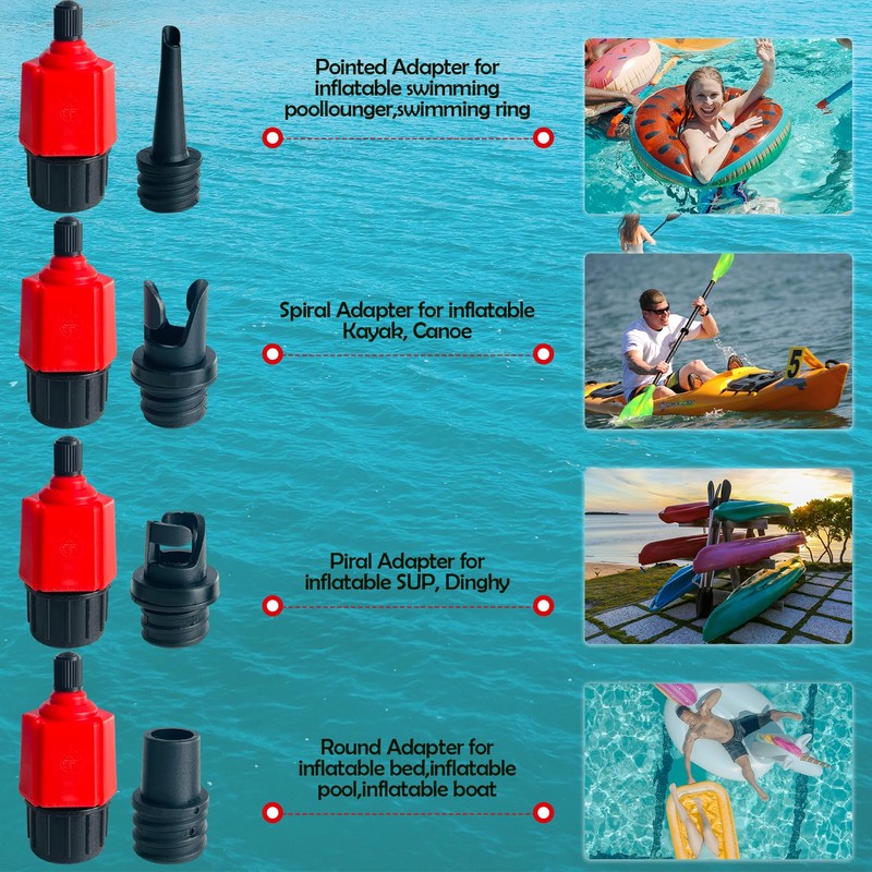 Inflatable Sup Pump Adaptor Set, Compressor Air Valve Adapter Air