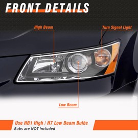 AXLAHA Headlights Assembly for Hyundai Sonata 2006 2007 2008 Headlamp with Black Housing Amber Reflector Headlamp Replacement Pair