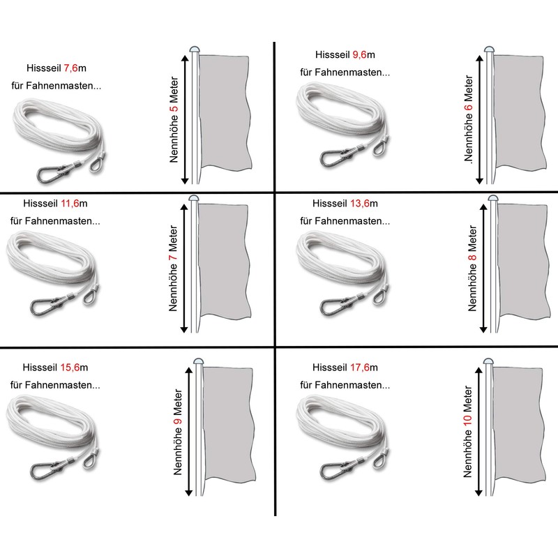 FBS PES Hoisting Rope Flag Rope Replacement Rope with Carabiner