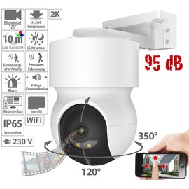 7links Security Camera: 2K Pan-Tilt Outdoor Camera, Colour Night Vision, 360°, Siren, App, IP65 (Outdoor Surveillance Camera, IP Cameras, Video Surveillance)