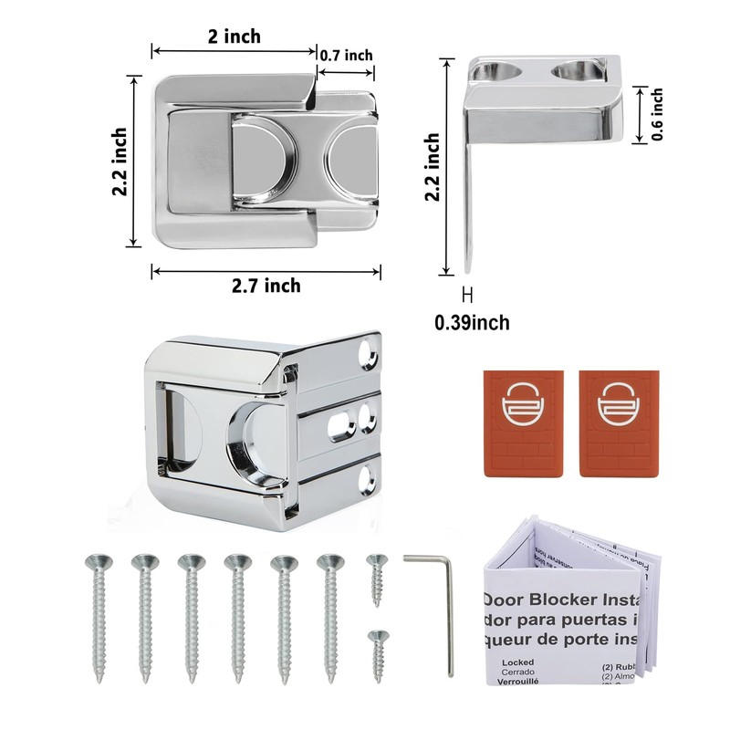 Door Lock Security, Upgraded Childproof Door Reinforcement Latch Silver 002
