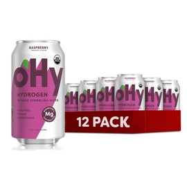 oHy Raspberry Sparkling Water, Hydrogen Infused, USDA Organic, Magnesium, Non-GMO, 12 fl oz (12 pk)