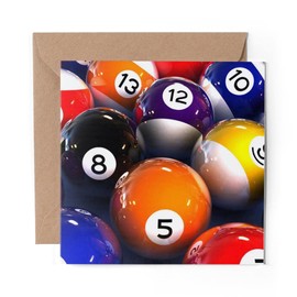 1 x Greeting Card Glossy Pool Balls Snooker Pub - Blank Birthday Celebration Anniversary #13156