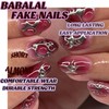 BABALAL Press on Nails Short Almond Fake Nails Pink Ombre