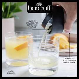 BarCraft Stainless Steel Flip Top Cocktail Shaker 450 ml Labeled