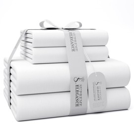 600 Thread Count Queen Bed Sheets Arctic White, Cotton Rich Sateen Weave Easy Care Bed Sheet, Ultra Soft & Silky Elasticized Deep Pocket Sheets (1 Flat, 1 Fitted Sheet & 2 Pillowcases)