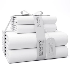 600 Thread Count Queen Bed Sheets Arctic White, Cotton Rich Sateen Weave Easy Care Bed Sheet, Ultra Soft & Silky Elasticized Deep Pocket Sheets (1 Flat, 1 Fitted Sheet & 2 Pillowcases)