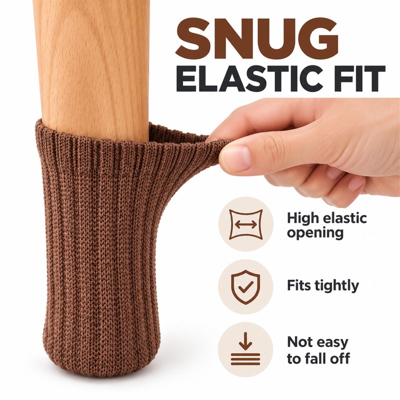 16 Pack Black Chair Leg Socks – Double Thick Knitted