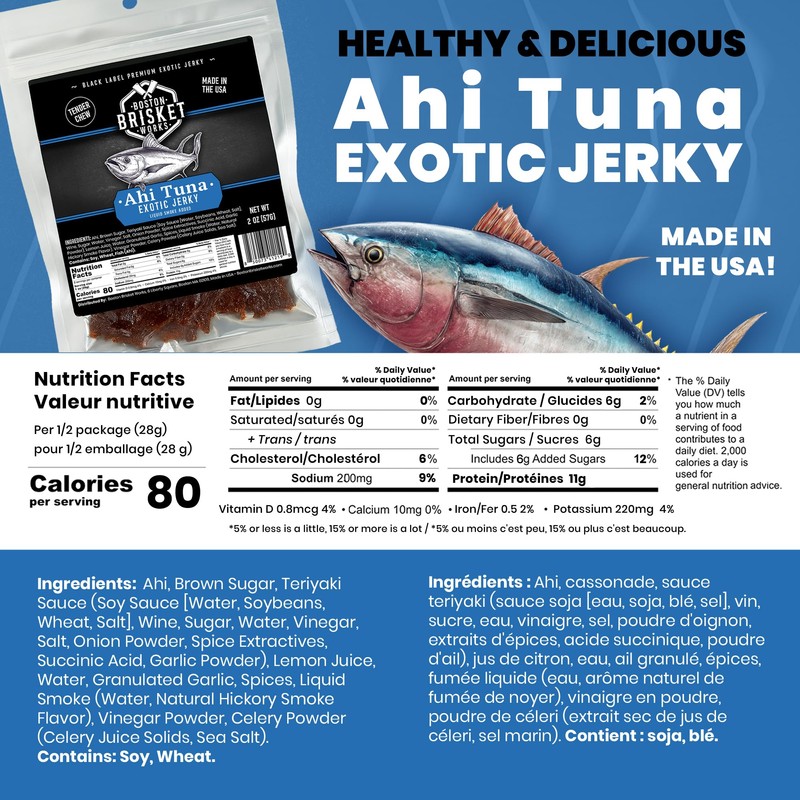 AHI TUNA JERKY – 100% Ahi Tuna Steak Meat -