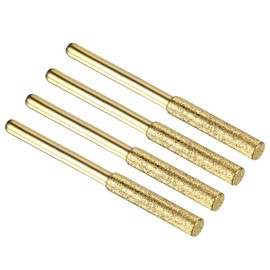 PATIKIL 4mm Diamond Chain Saw Sharpener 4pcs Titanium Plated Sharpener for Stone Polishing Polishing File Tool Golden Color