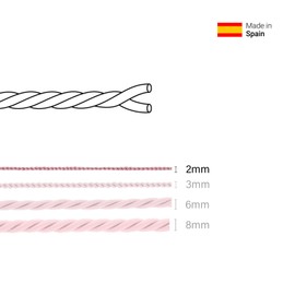 TEXTEX = Twisted Cord Filled with Core. for Bracelets, Tags and Bag Handles. Composition 20% Rayon and 80% Cotton. 2mm Width. 25 m Skeins - (Pink Makeup)