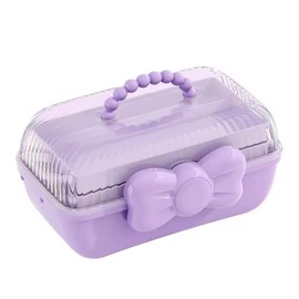 Hair Accessories Organizer, Clips, Necklaces, Earrings, Ties, Women's Supplies, Three-Layer Foldable Craft Organizers with Lock and Jewelry Box (violet)