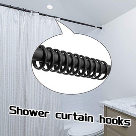 Shower Curtain Rings Plastic Curtain O Rings Hook Hanger Bath Drape Loop Clip Glide 12 Pack (O Rings Black)