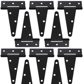 FengWu 10 Pack T-Strap 4 Inch Heavy Duty Tee Hinge Black Barn Door Gate Hinges for Wooden Fences Strap Garden Door Wrought Iron Hardware