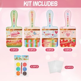 24 Pack Valentines Day Gift Set for Kids, Valentines Cards with Bulk Mini Watercolor Paint for School Classroom Boy Girl Gift Exchanges, Classroom Art, Kids' Prize Valentines Party Favor