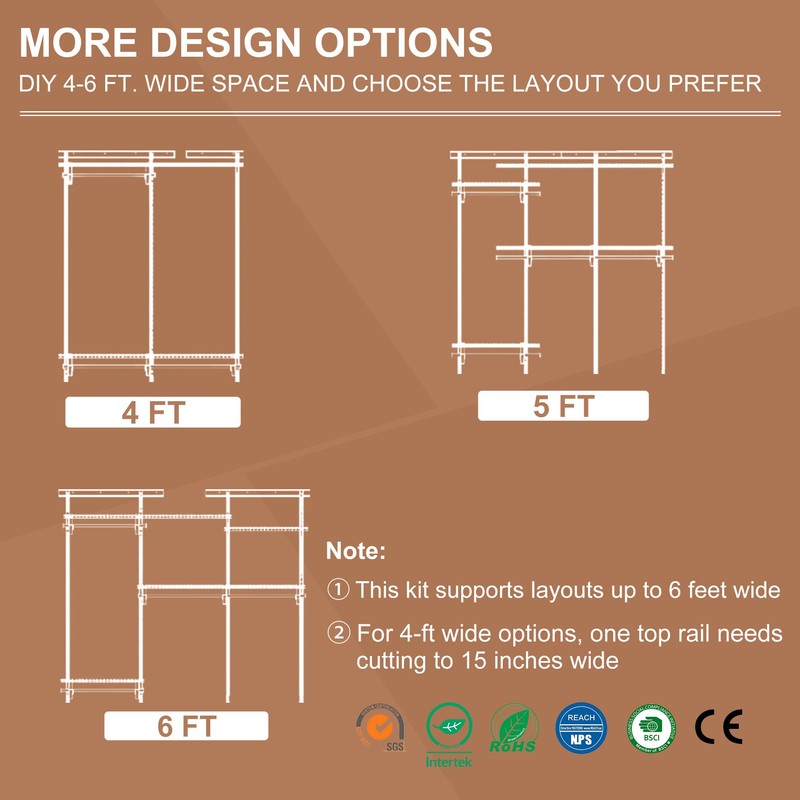 PROWORX 4-6 Ft Closet Organizer System, Adjustable Metal Wire White