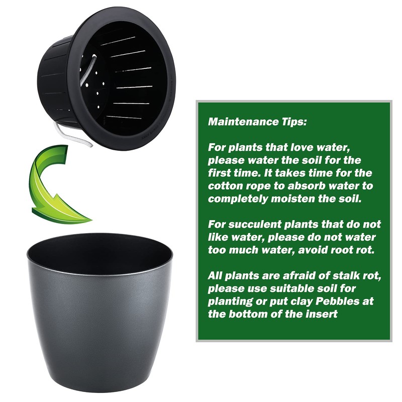 Planterhoma Self Watering Pots for Indoor Plants (Silver Gold, 6.7