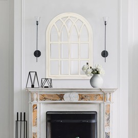 Runglecho Farmhouse Window Pane Mirror, Large Decorative White Wall Mirror for Living Room Kitchen Entryway, 24 L x 34,White