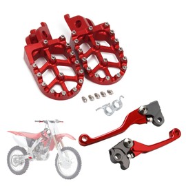 BIUGERCN Motorrad Bremshebel Kupplungshebel Set und Fußrasten Pedale Aluminium für CR125 CR250 CRF 250 CRF 450 Rot