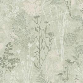 Superfresco Easy Organics Sage Removable Wallpaper, Green, 1000cm Length x 52cm Wide