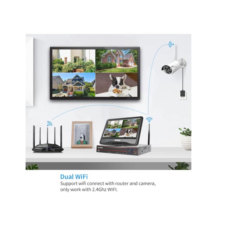 【No HDD】 10'' LCD Wireless WiFi NVR 10 Channels Network