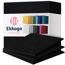 Ekkogo Acoustic Panels 12-Pack Soundproof Wall Panels 12"X12"X0.4" Sound Panels High Density Sound Dampening Panels - [Deep Black Square]