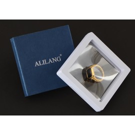 Alilang 18K Gold Plated Sparkly Cubic Zirconia Geometry Statement Rings for Women Size 6-8, Black, Size 7