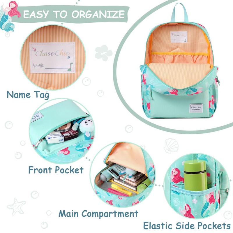 Kids Backpack,ChaseChic Lightweight Preschool Backpacks with Chest Strap (Mermaid)