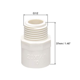 sourcing map 20mm Slip X G1/2 Male Thread PVC Pipe Fitting Adapter Connector 20Pcs